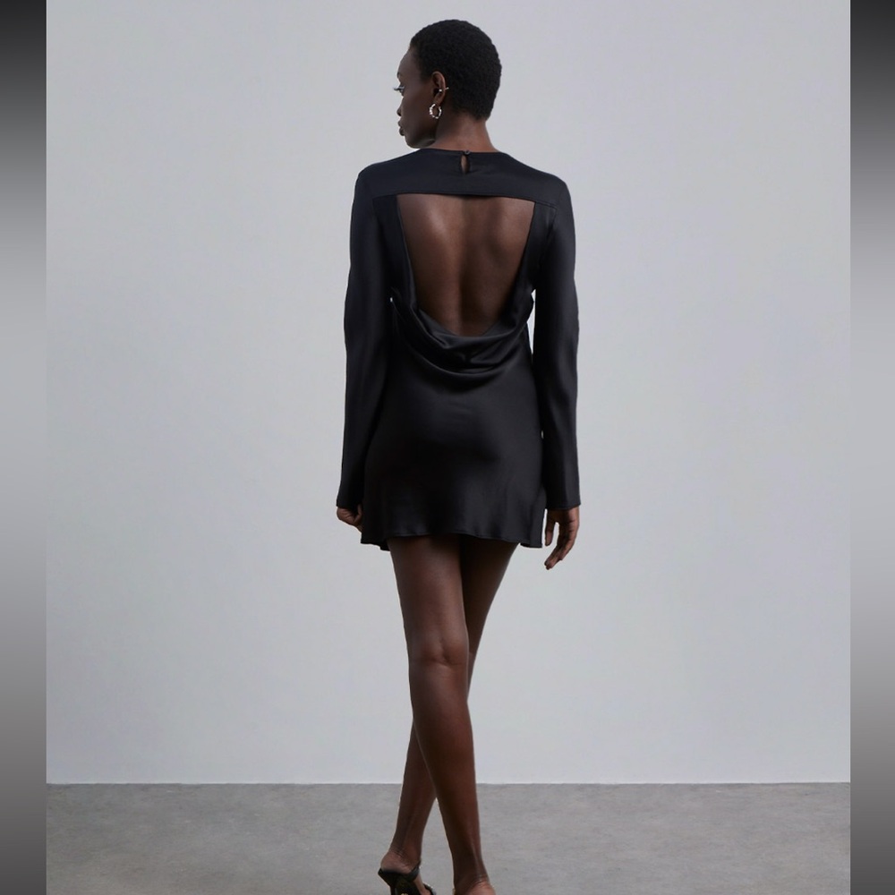 Silk Maison Silk Long Sleeve Backless Mini Dress